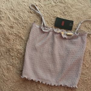 LEVI - NWT Lavender Spaghetti Strap ruffled top - removable straps